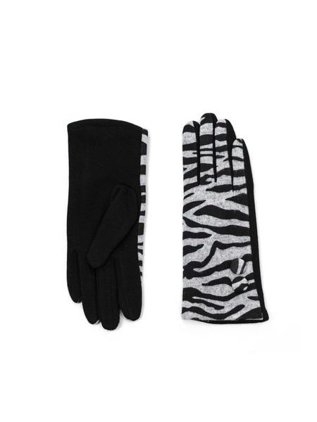 Zebra vlněné rukavice černé