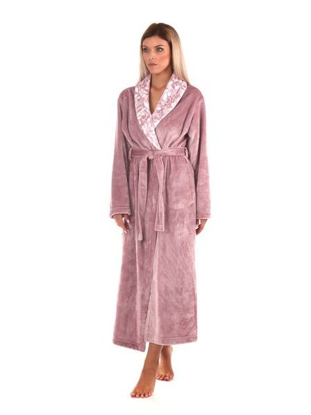 Dámský dlouhý župan se šálovým límcem FLORA starorůžová