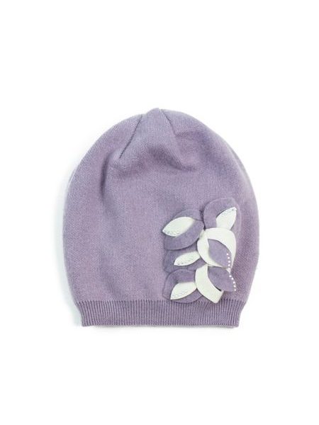 Fialková zimní čepice s lístky
