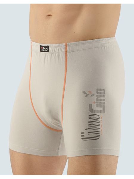 Pánské boxerky s delší nohavičkou, delší nohavička, šité, s potiskem 74083P - sv. šedá mrkvová