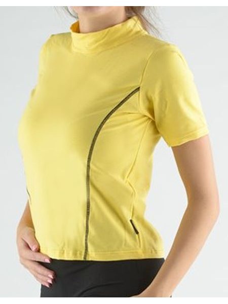 Dámské tričko s krátkým rukávem, krátký rukáv, šité 98019P - citronová černá