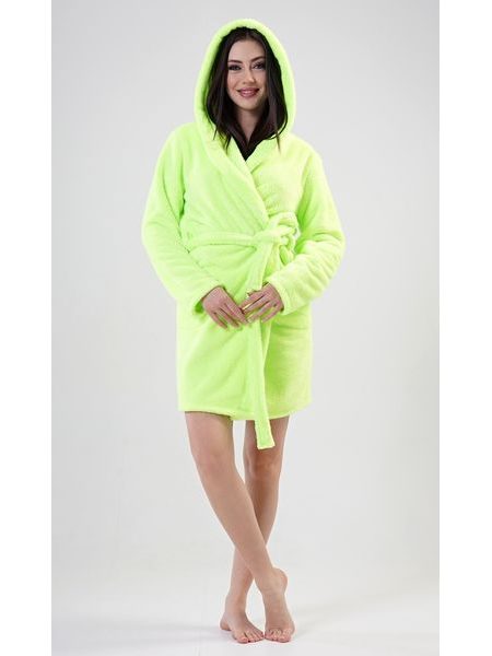 Dámský župan krátký s kapucí Limetka - světle zelená