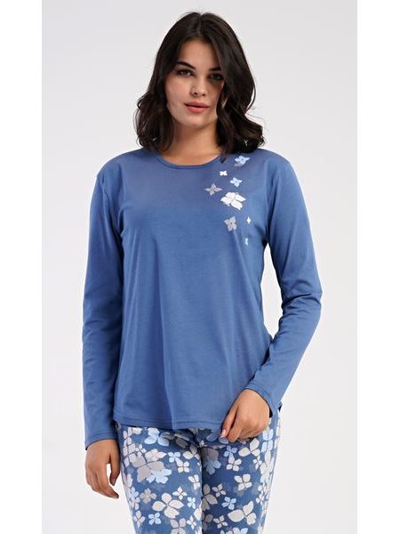 Dámské pyžamo dlouhé Joanne - modrošedá