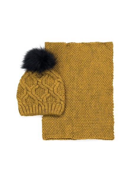 Sada čepice+šála béžovošedá