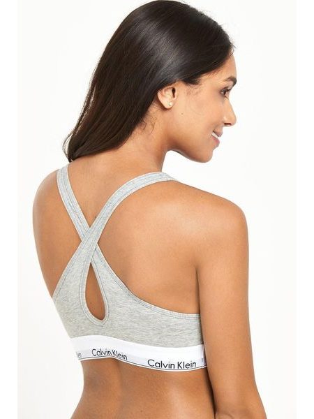 Dámská podprsenka bralette lift CALVIN KLEIN Modern Cotton QF1654E šedá