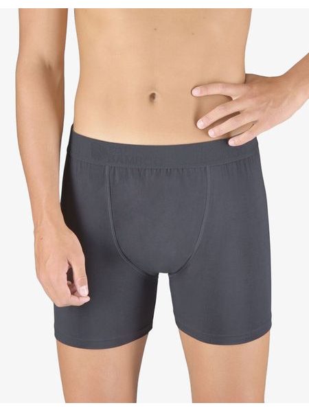 Pánské boxerky s delší nohavičkou, delší nohavička, šité, jednobarevné Eco Bamboo 74160P - tm. šedá