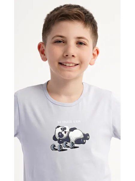 Dětské pyžamo šortky Malá panda - modrošedá
