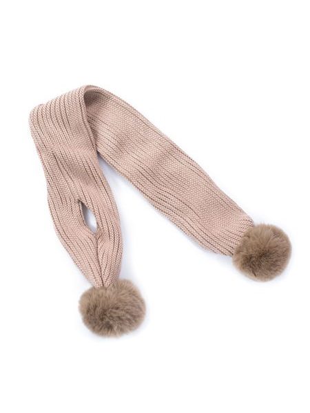 Dětská čepice a šála s bambulemi tmavě zelená