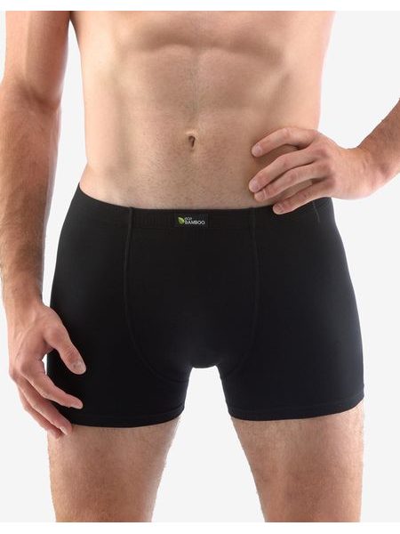 Pánské boxerky s kratší nohavičkou, kratší nohavička, šité, jednobarevné Eco Bamboo 73125P - černá