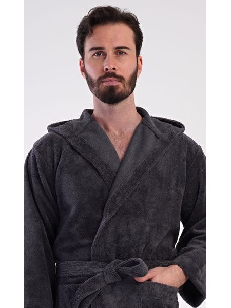 Pánský župan s kapucí Alex - tmavě šedá