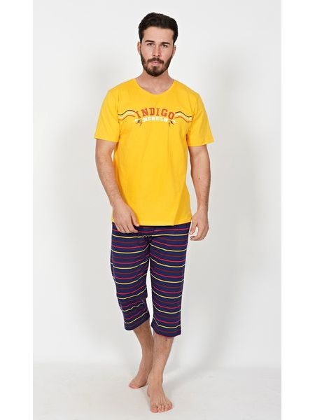 Pánské pyžamo kapri Indigo - žlutá