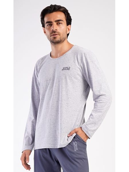 Pánské pyžamo dlouhé World around - šedá