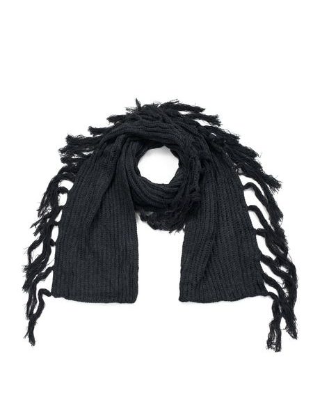 Dámský pletený šál s třásněmi černý
