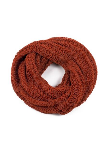 Vlněná tunelová šála na zimu cihlová