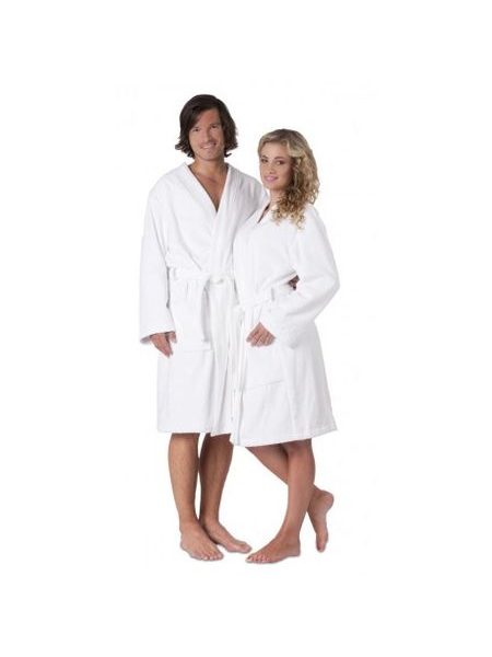 Unisex 3/4 bambusový župan kimono SAUNA bílá
