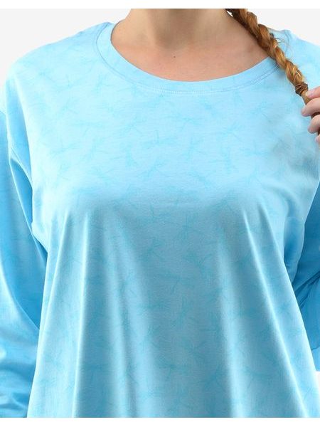 Dlouhá košilka noční dámská dlouhý rukáv 19131P - sv. tyrkysová azurová