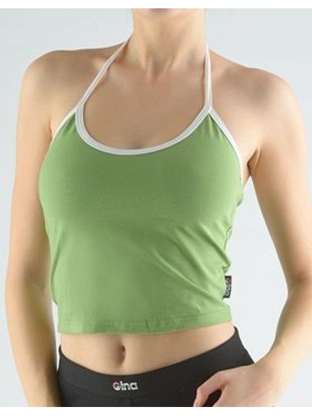 Dámský top, úzká ramínka, šité 98007P - malachit bílá