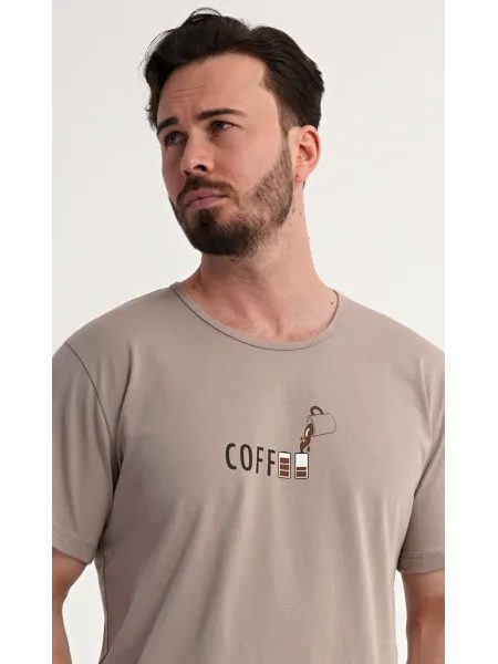Pánské pyžamo šortky Coffee - smetanová