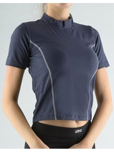 Dámské tričko s krátkým rukávem, krátký rukáv, šité 98019P - tm.popel šedobílá