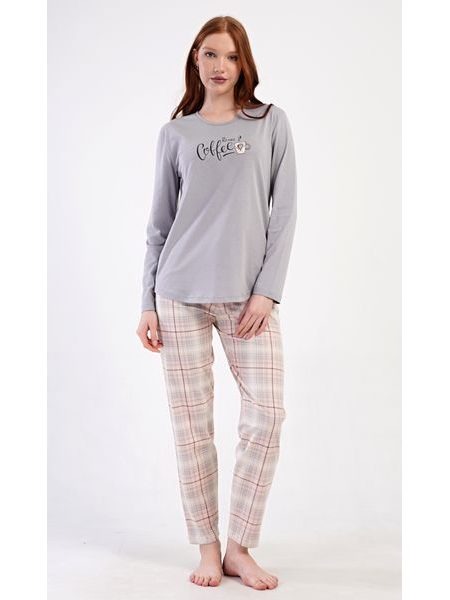 Dámské pyžamo dlouhé Coffee - světle lososová