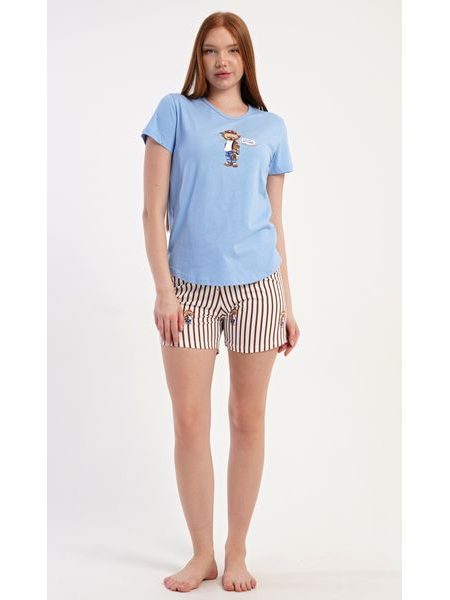 Dámské pyžamo šortky Bear - modrá