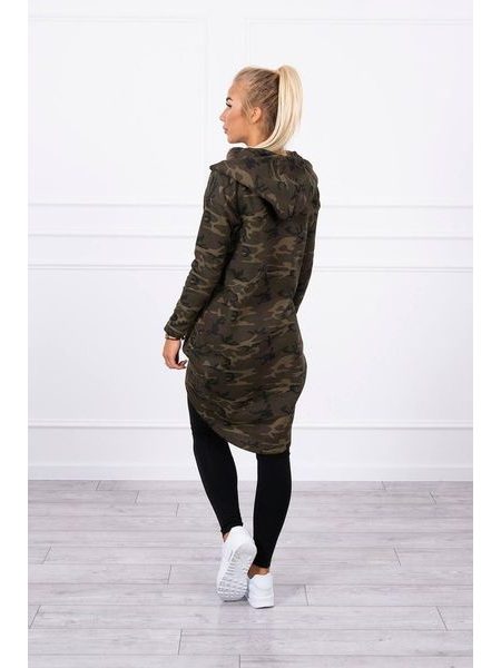 Mikina s delšími zády, maskáčová, khaki + zelená