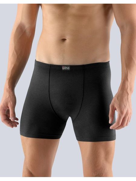 Pánské boxerky s delší nohavičkou, delší nohavička, šité, jednobarevné 74090P - černá