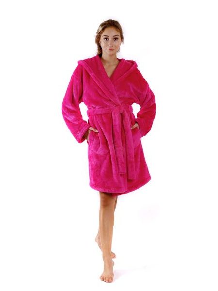 Dámský 3/4 hřejivý župan s kapucí LILLY EXTRA malinová