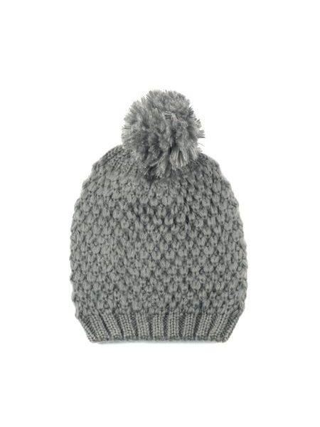 Zimní čepice s bambulí světle šedá