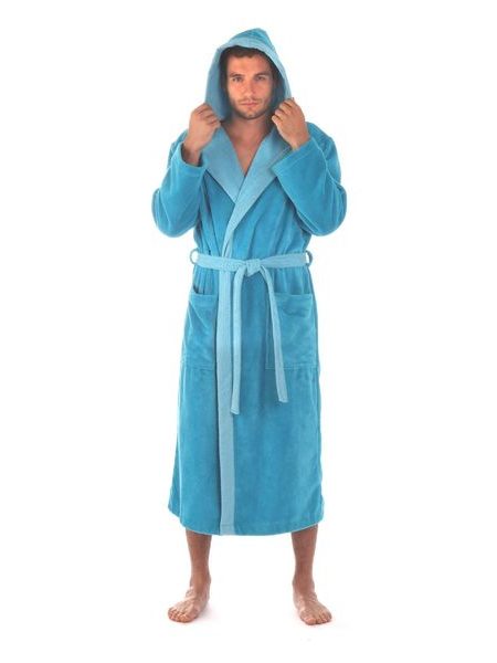 Unisex dlouhý savý župan s kapucí TAMPA duo modrá