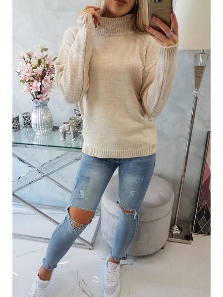 Svetr s rolákem, béžová