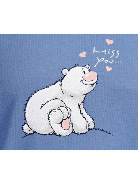 Dětské pyžamo dlouhé Méďa a tučňák - modrošedá