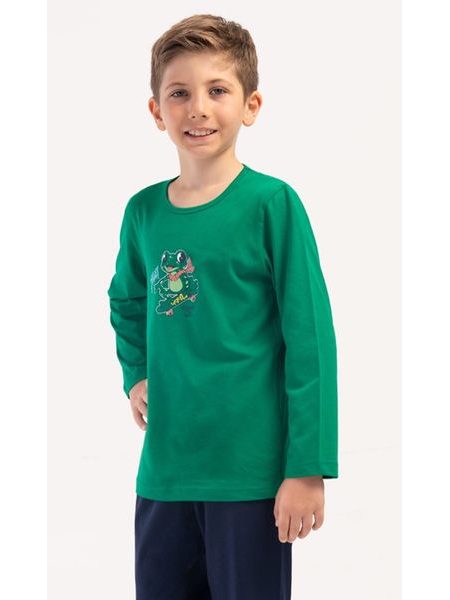 Dětské pyžamo dlouhé Žabák - tmavě zelená