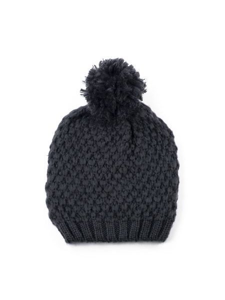 Zimní čepice s bambulí šedočerná