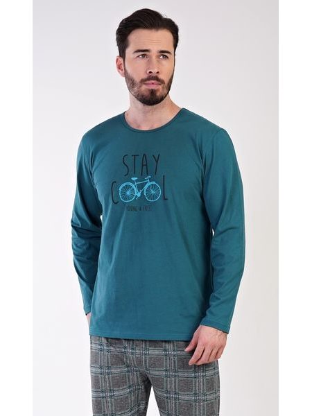 Pánské pyžamo dlouhé Adam - tmavě zelená