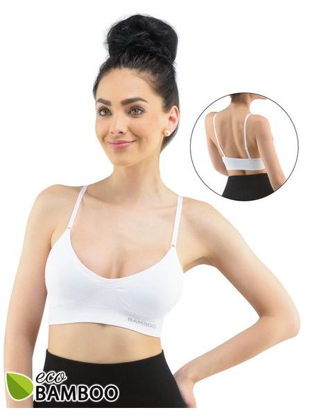 Dámská podprsenka sportovní s vycpávkami, bez kostice, bezešvé, jednobarevné Eco Bamboo 07021P - béžová