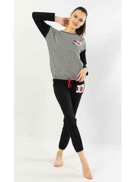 Dámské pyžamo dlouhé Kiss me - černá