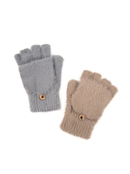 Krátké teplé palčáky tmavobéžové