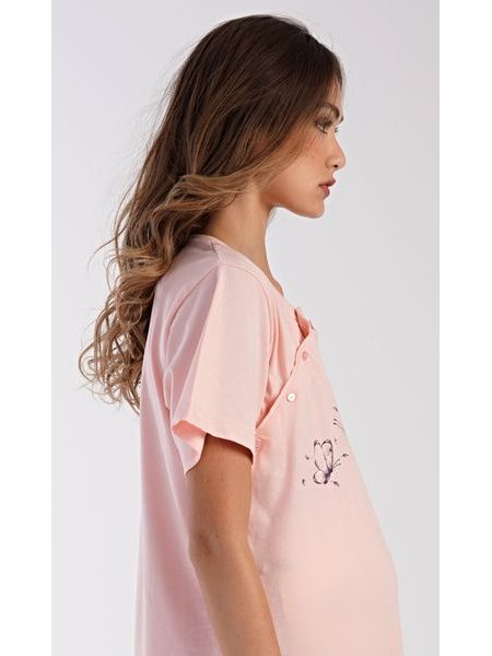 Dámská noční košile mateřská Butterfly - světle lososová