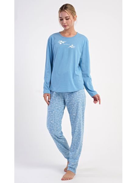 Dámské pyžamo dlouhé Natural life - modrošedá