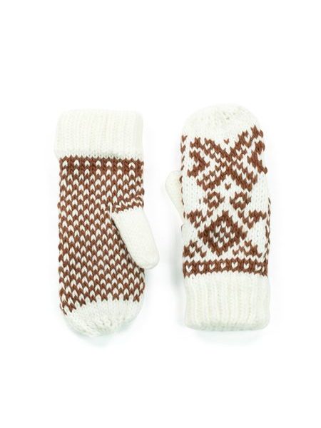 Hezké hnědo-bílé palcové rukavice