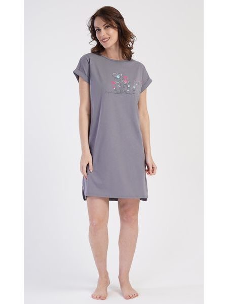 Dámská noční košile s krátkým rukávem Zuzana - tmavě šedá