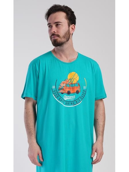 Pánská noční košile s krátkým rukávem Adventure - zelená