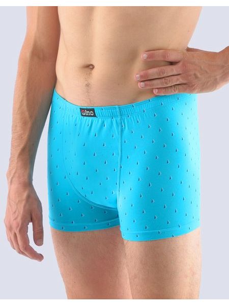 Pánské boxerky s kratší nohavičkou, kratší nohavička, šité, s potiskem 73108P - tyrkysová lékořice