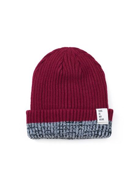 Červenošedá teplá čepice