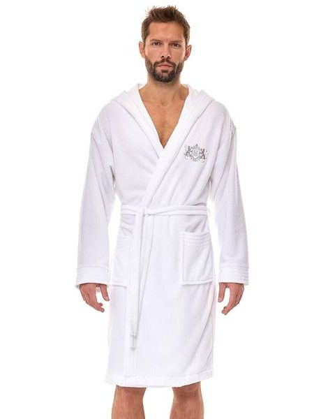 Froté pánský župan Lions bílý s kapucí