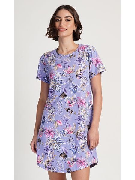 Dámská noční košile s krátkým rukávem Alžběta - modrošedá