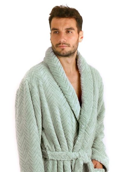 Unisex dlouhý župan se šálovým límcem ATHENA světle zelená