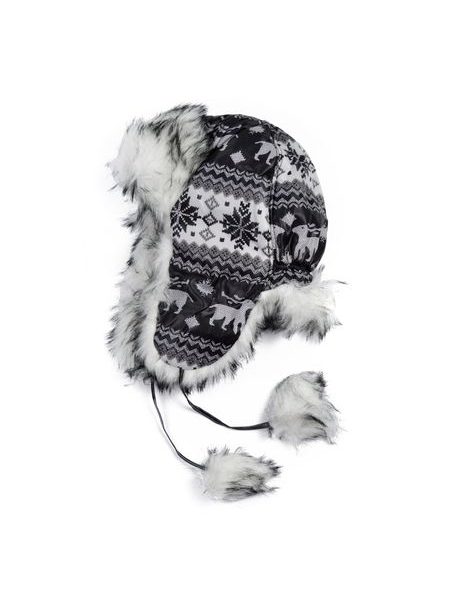 Ušanka s reliéfem černá