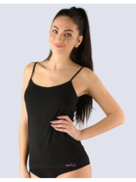 Dámská košilka, úzká ramínka, bezešvé, Bamboo 08019P - černá višňová